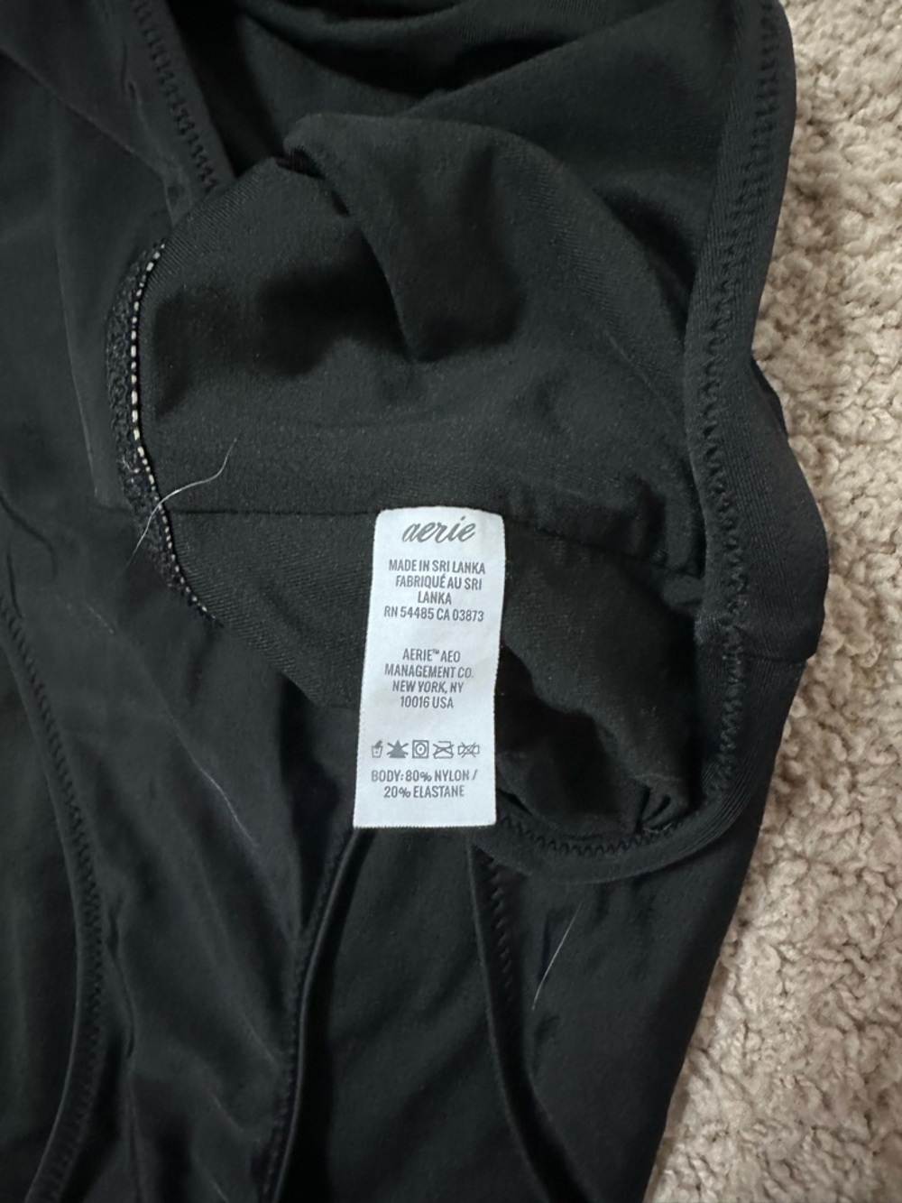 aerie Black One-Shoulder One-Piece Swimsuit with Side Tie - Picture 2 of 2